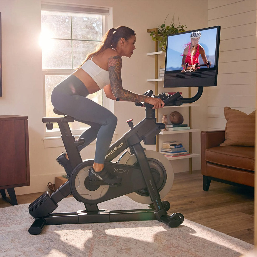 NordicTrack X24 Indoor Cycling Bike - Home Studio Bike with 24" HD Touchscreen