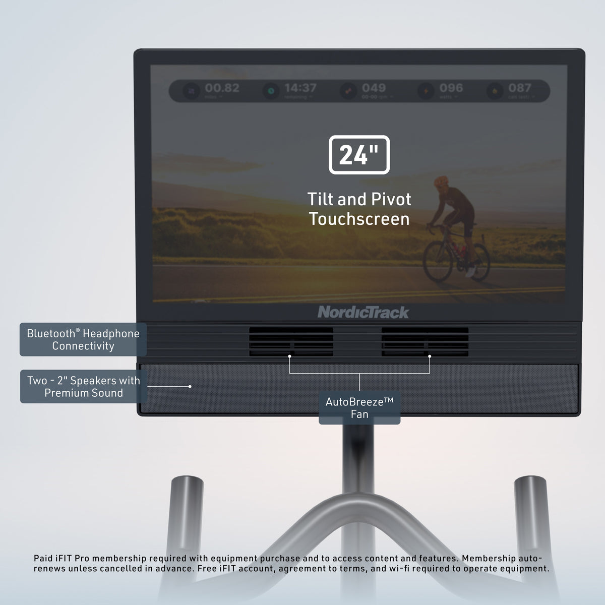 NordicTrack S24 Spinning Bike - Home Studio Bike with 24" Pivoting Touchscreen